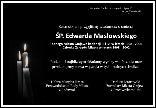 kondolencje ŚP. Edward Masłowski