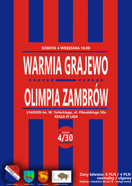 Plakat Meczowy Warmia Grajewo - Olimpia Zambrów