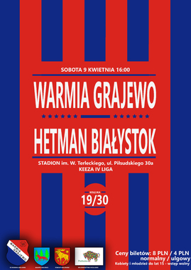 Plakat meczowy Warmia Grajewo - Hetman Białystok.jpg